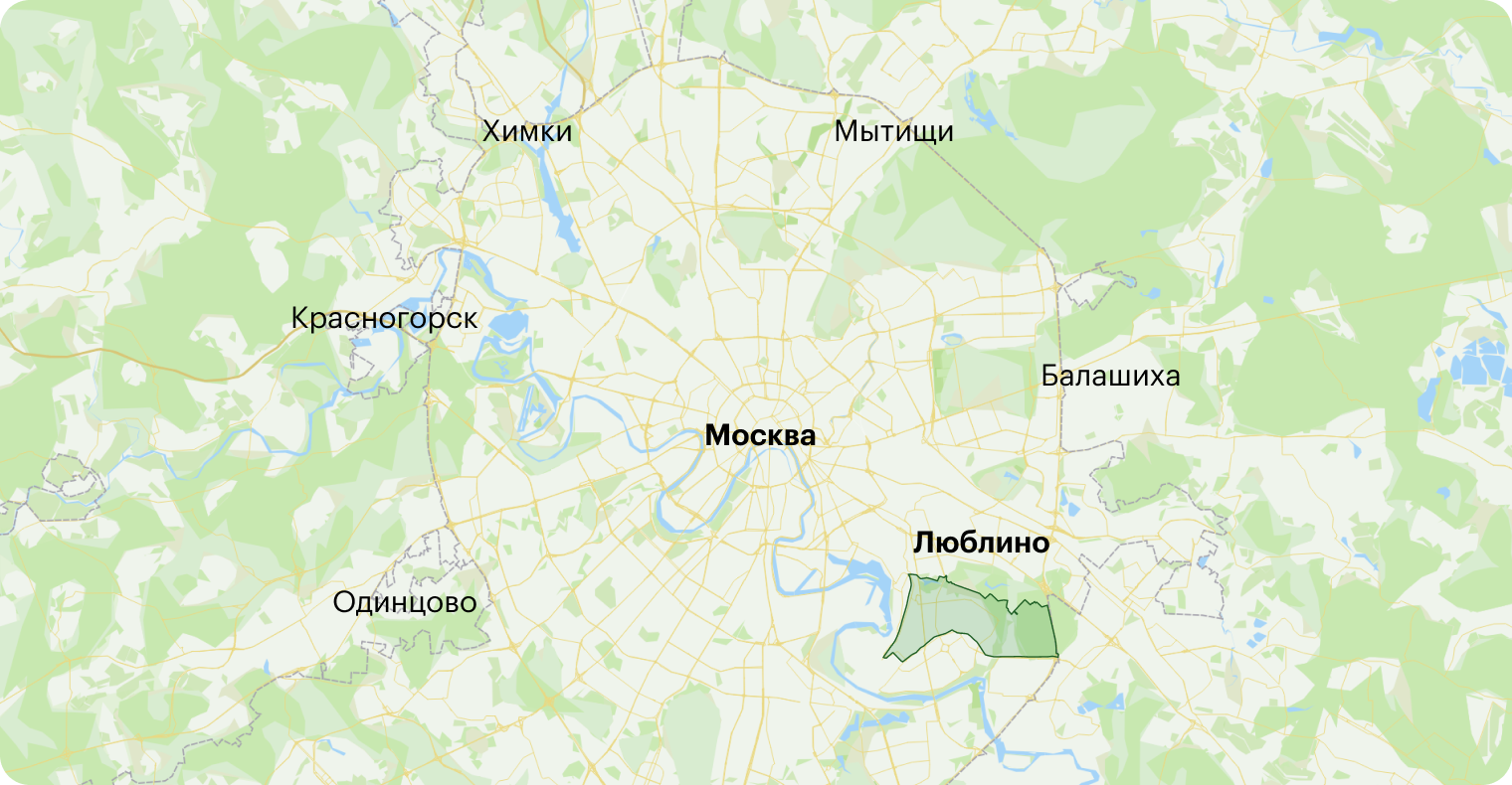 Люблино на карте Москвы