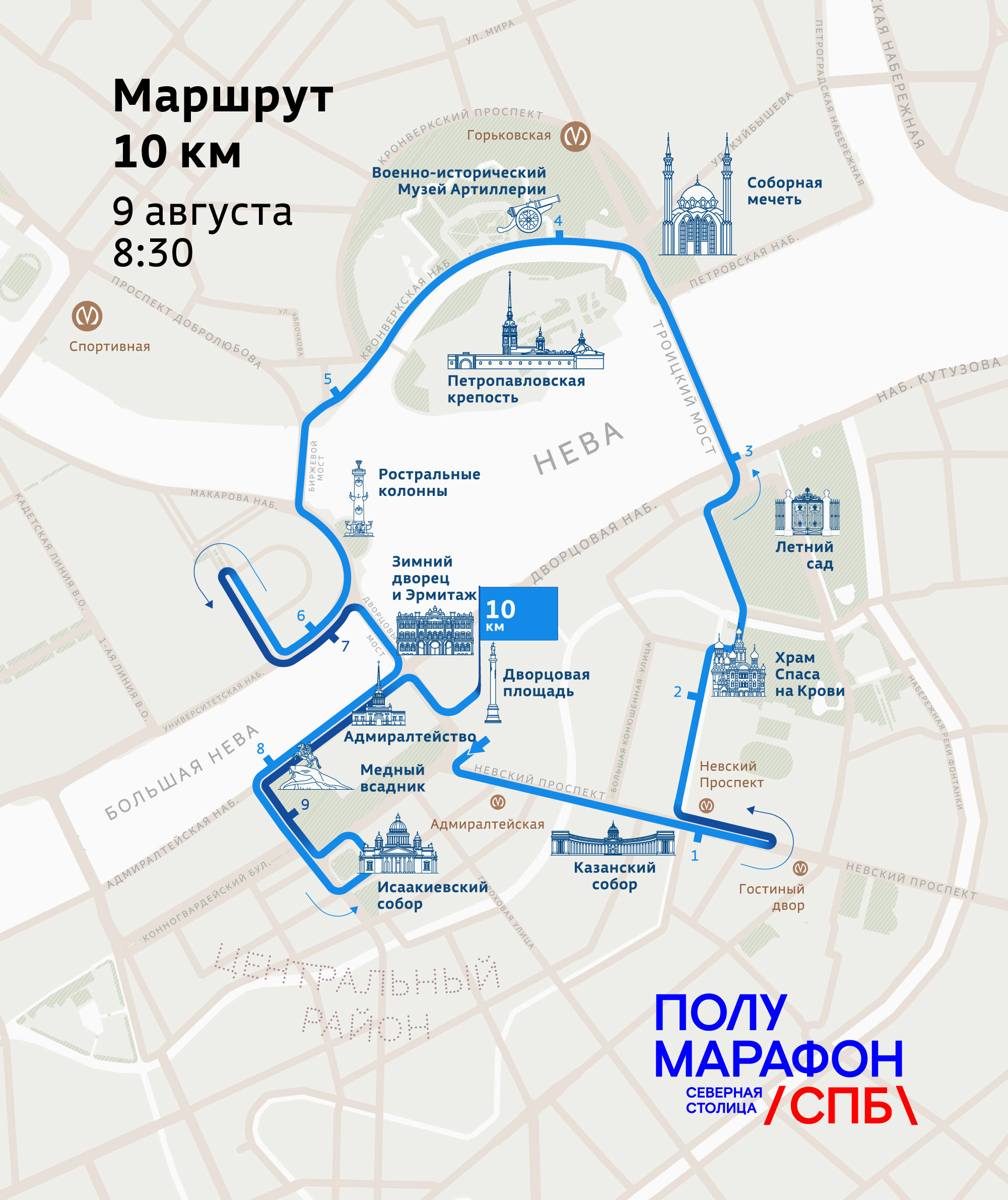 Трасса забега на 10 км. © Беговое сообщество