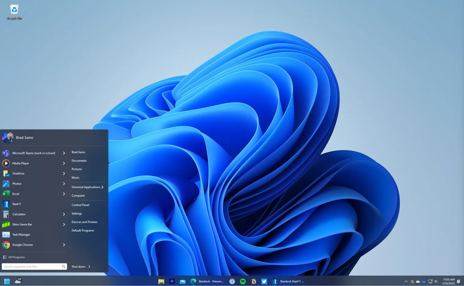 Вот так выглядит «Пуск» в Windows 11, если вернуть его к старой версии. Источник: stardock.com