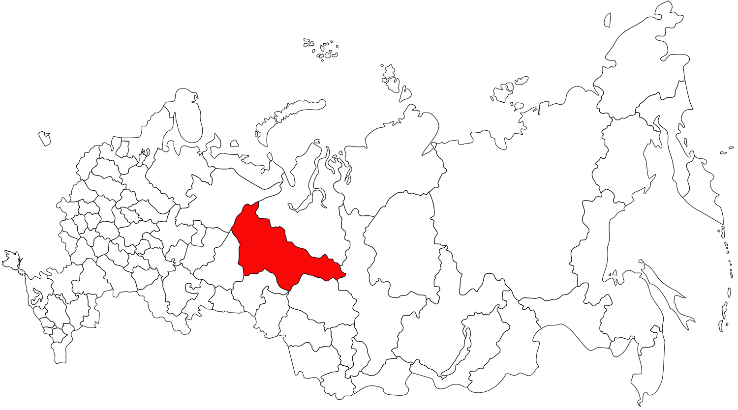 Ханты-Мансийский округ находится примерно в центре России