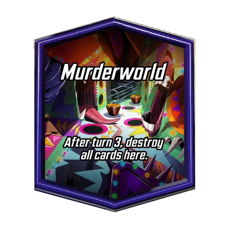 Murderworld уничтожает карты на локации после третьего хода. Источник: marvelsnapzone.com
