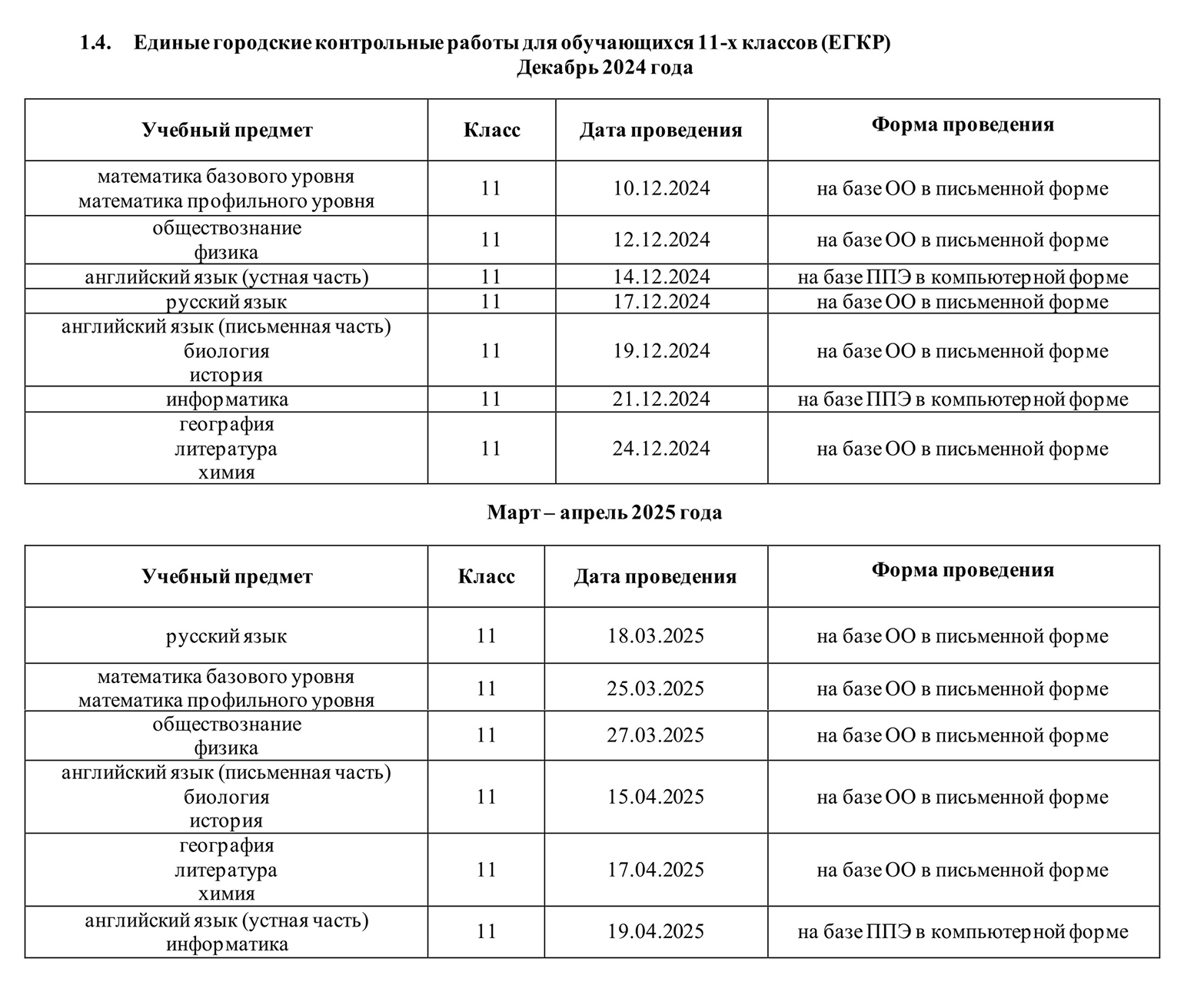 По такому графику проводили ЕГКР в 2024/25 учебном году в Москве. Если выпускник планировал дополнительно сдавать, например, обществознание и физику, ему полагался только один пробник по каждому предмету. Источник: profil.mos.ru