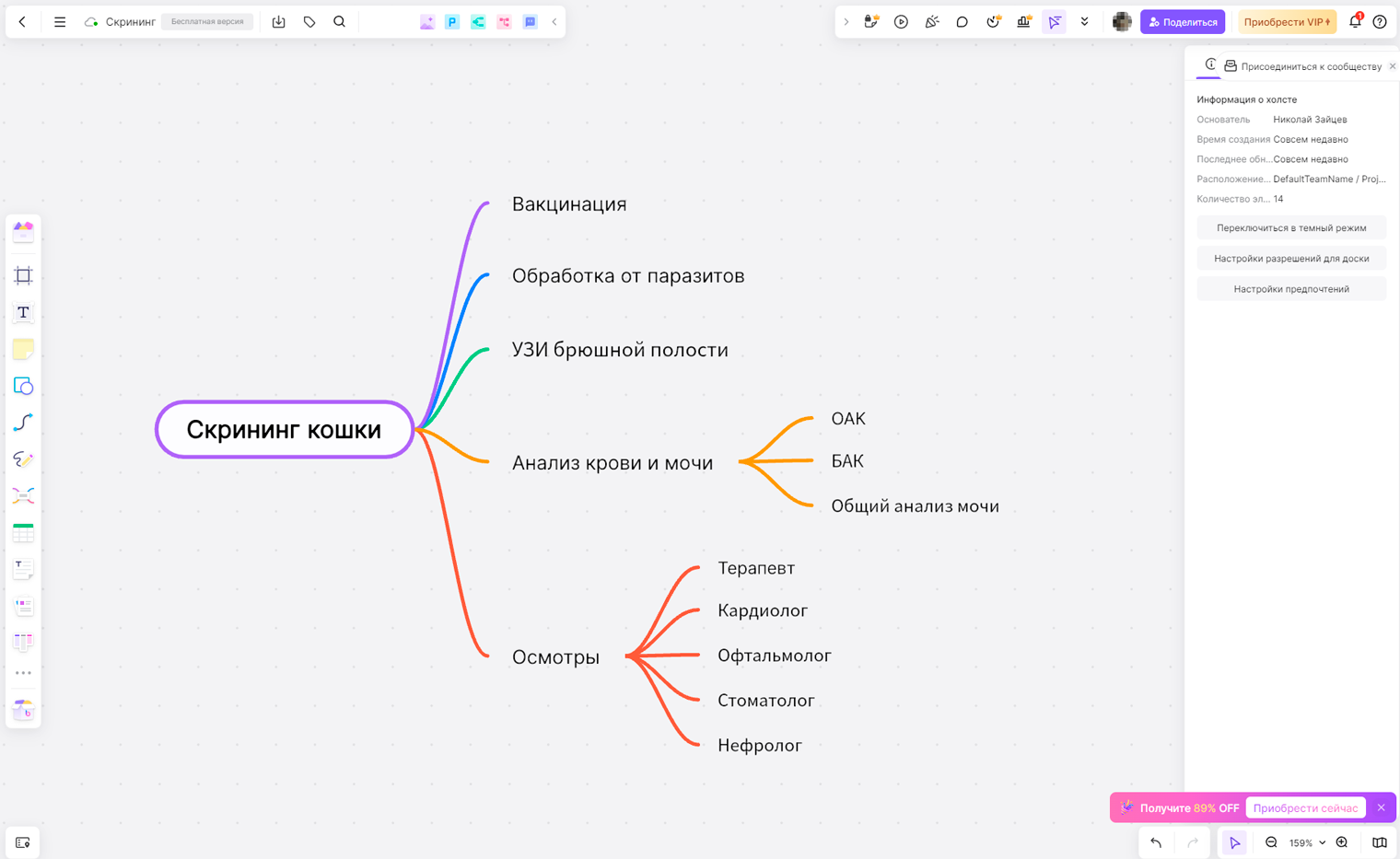 В BoardMix блоки нельзя свободно переставлять, они тут же привязываются к другому элементу и автоматически занимают свое место