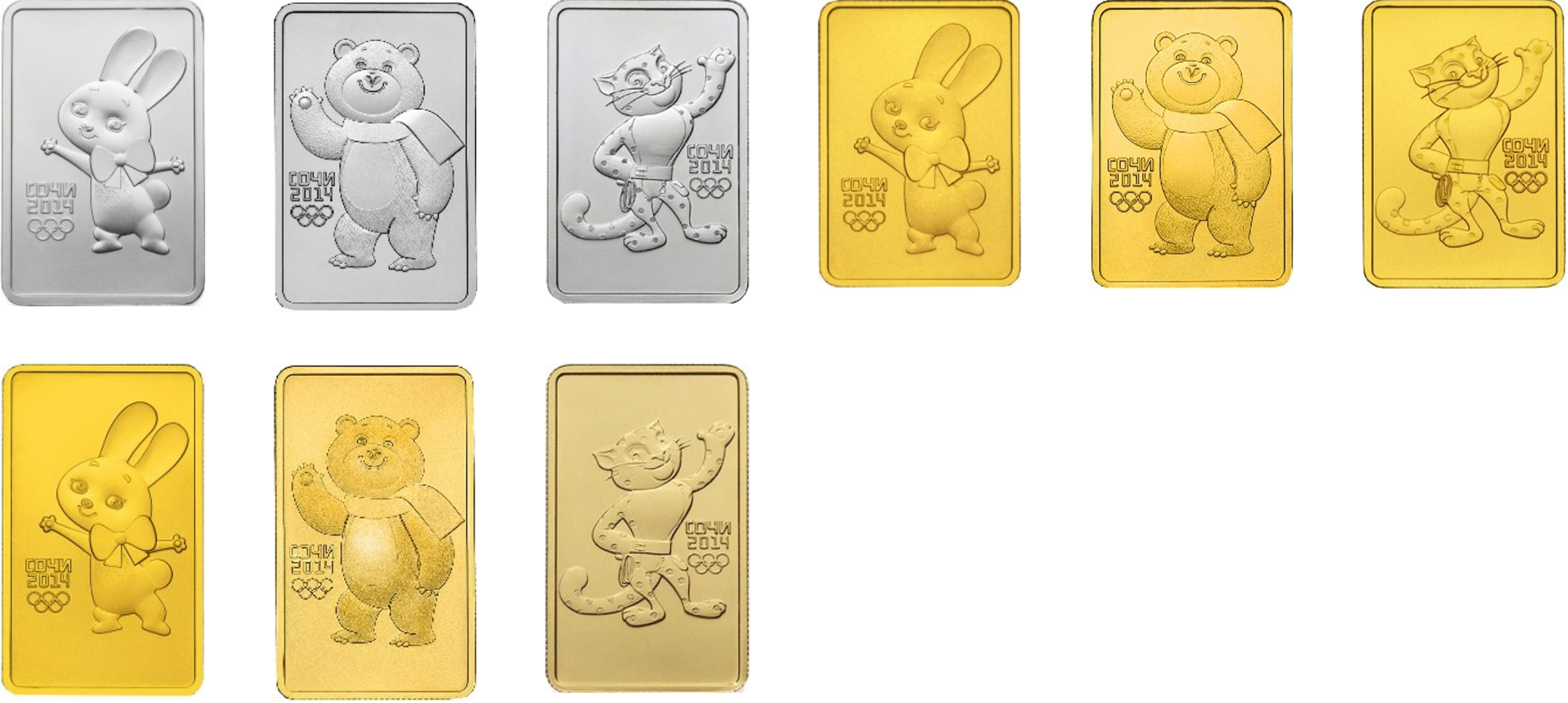 Инвестиционные монеты из золота и серебра, которые выпустили в честь Олимпийских и Паралимпийских Игр в Сочи в 2014 году. Источник: cbr.ru
