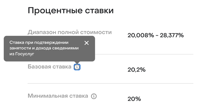 «Дом-рф Банк» предлагает базовую ставку заемщикам, которые подтвердят зарплату выпиской из СФР, если нет — процент повышается на 0,2 п. п.