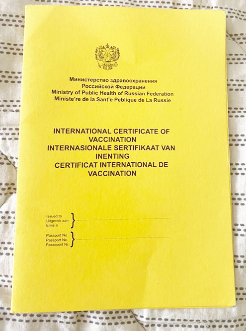 Так выглядит мой международный сертификат о вакцинации, я получил его в декабре 2018 года