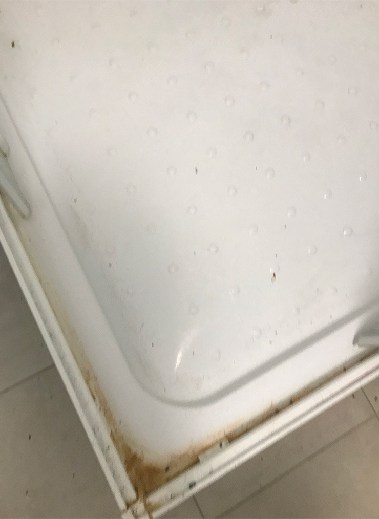 Грязная плита, испорченная посуда, замызганные раковины и супергрязный пол. Этот хрюндель ничего не знал об уборке
