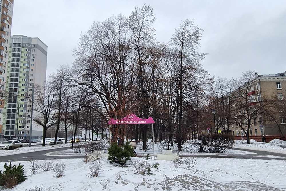 Зимой бульвар на Новочеремушкинской улице не такой живописный, но весной и летом он утопает в зелени
