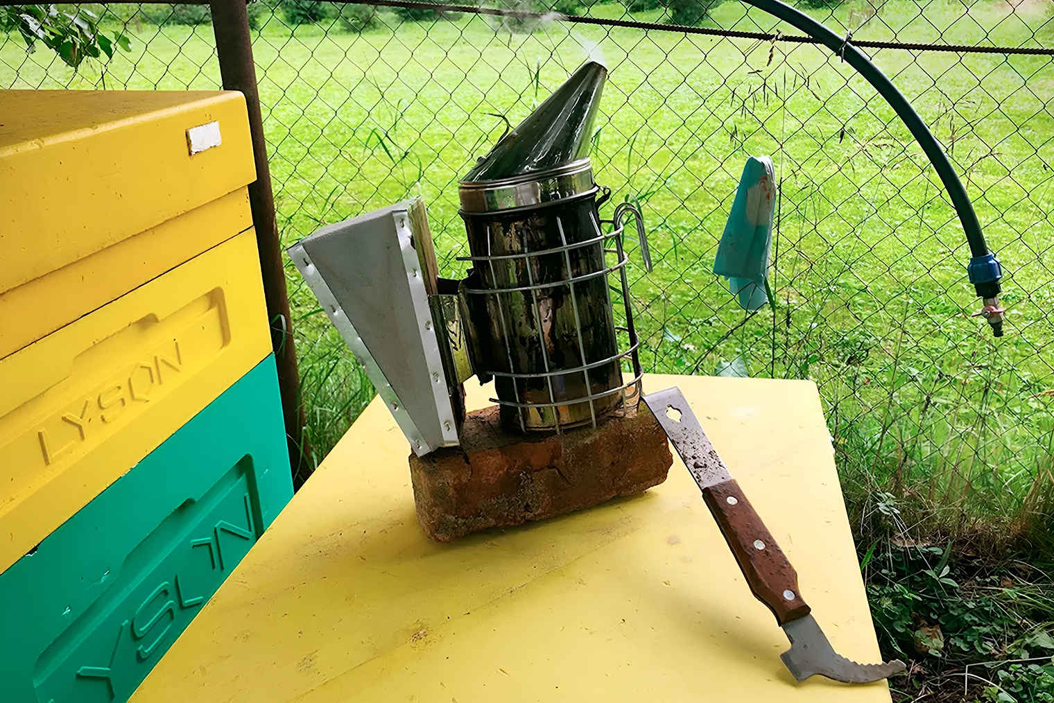 Стандартные инструменты пчеловода — дымарь и стамеска