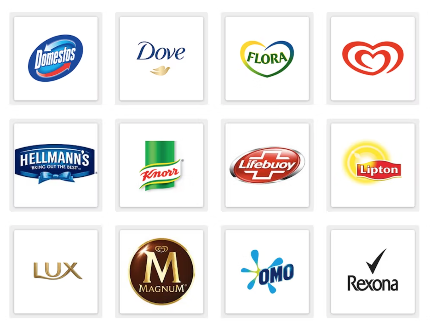 Логотипы известных брендов Unilever. Источник: MarketingWeek