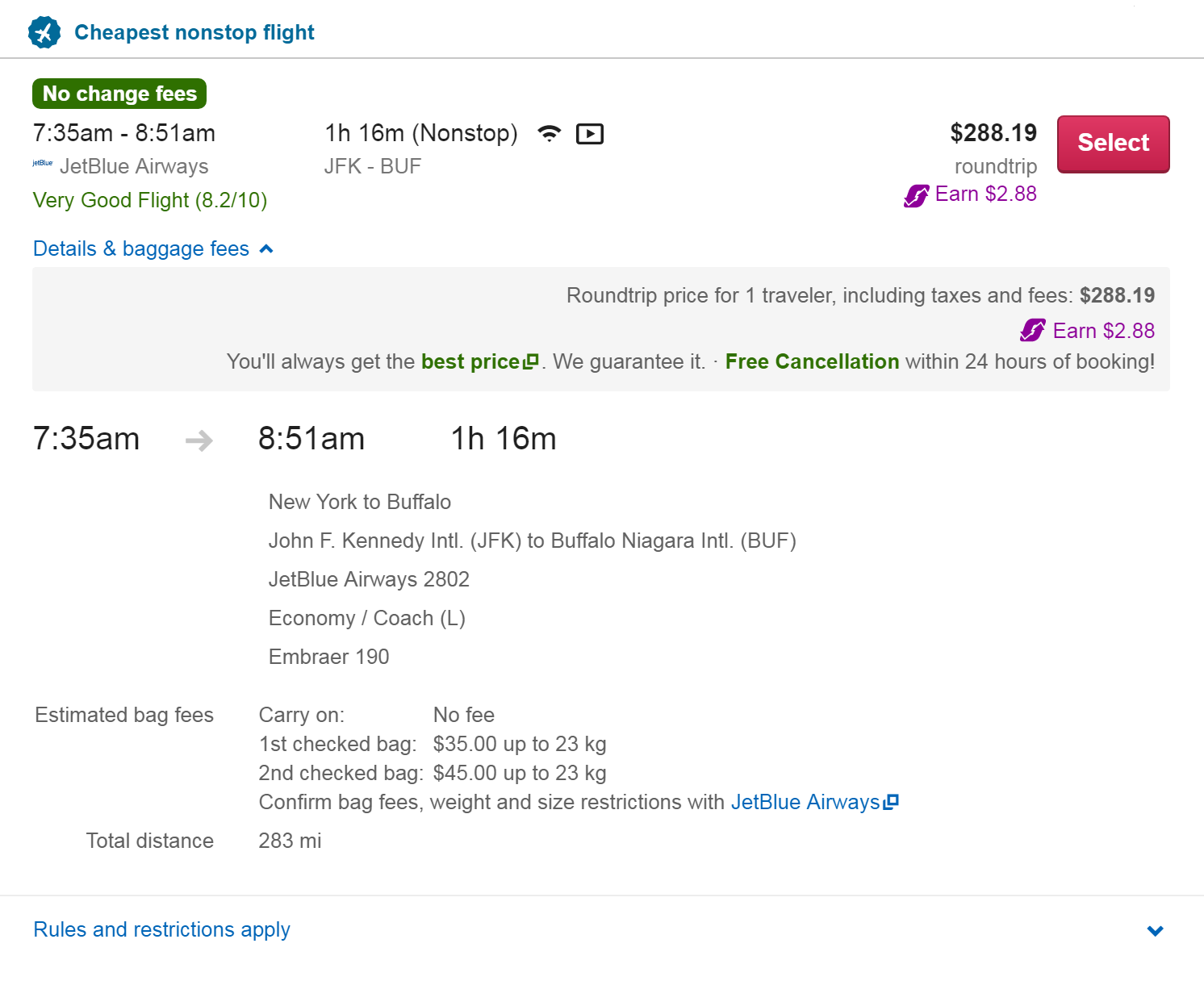 Путешествовать на водопады самолетом быстро и удобно, но дорого. Билет туда и обратно из Нью-Йорка — 288 $ (около 21 024 ₽), багаж оплачивается отдельно