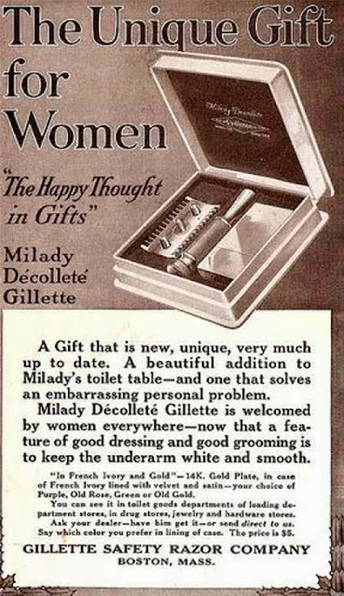 Реклама бритвы Gillette, которая преподносилась как новый уникальный подарок для женщины