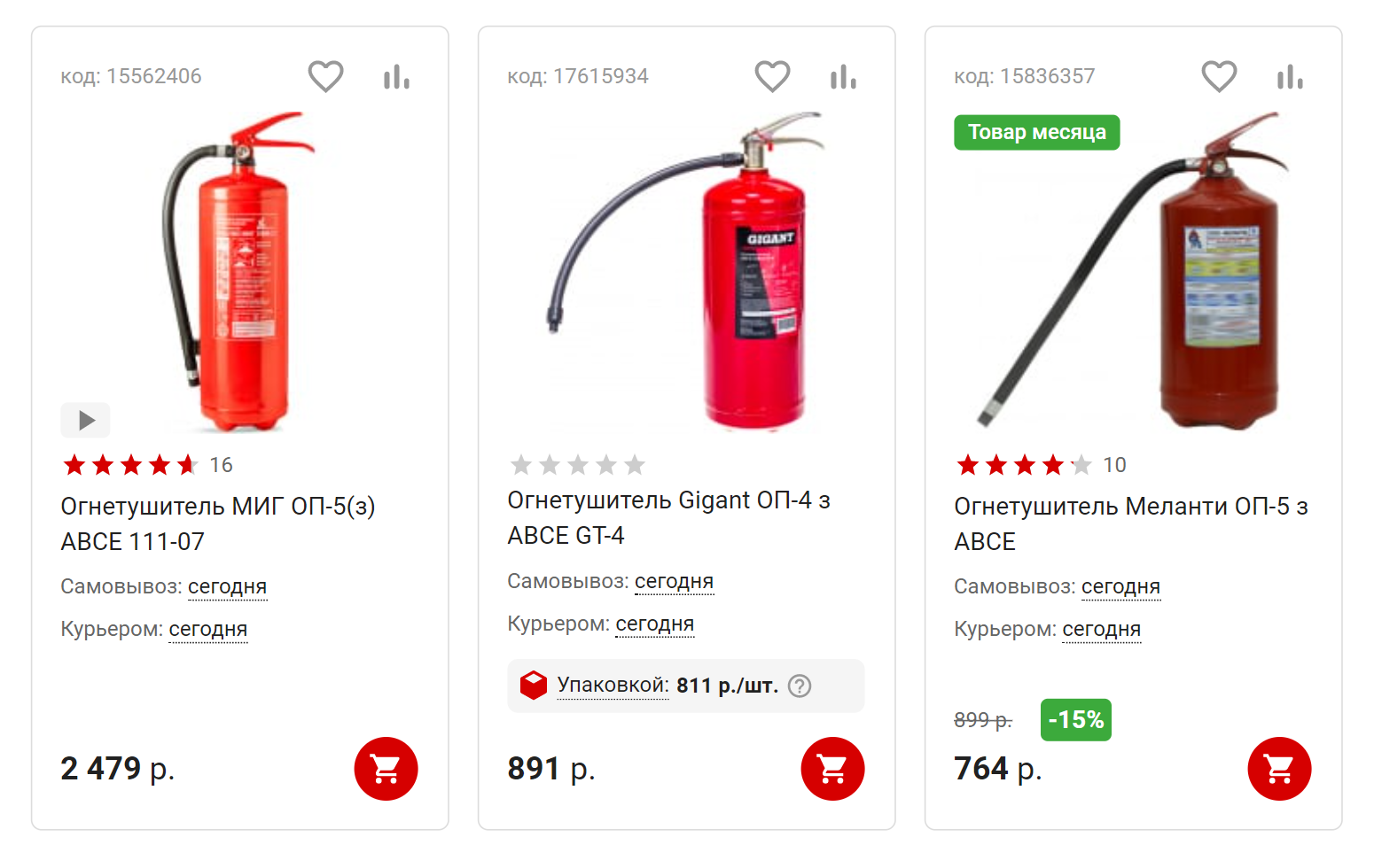 Цены на порошковые огнетушители. Источник: vseinstrumenti.ru