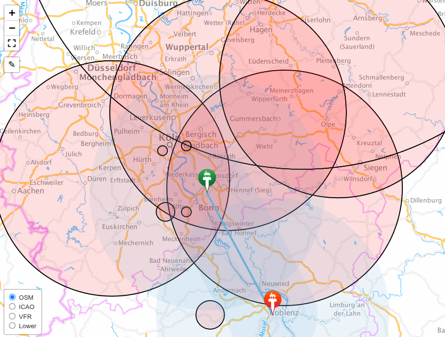 Уведомления NOTAM на карте