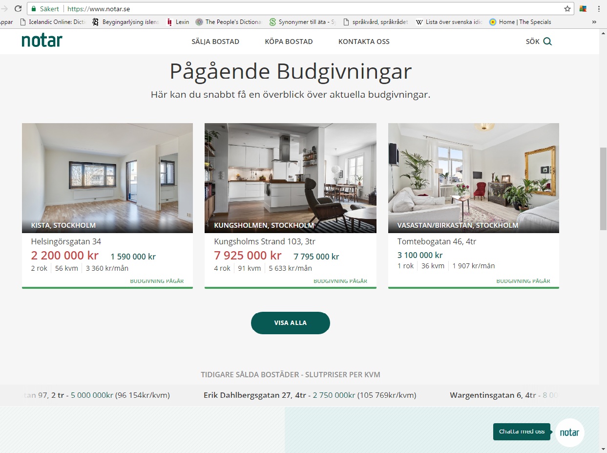 Один из главных сайтов для покупки или продажи жилья — notar.se
