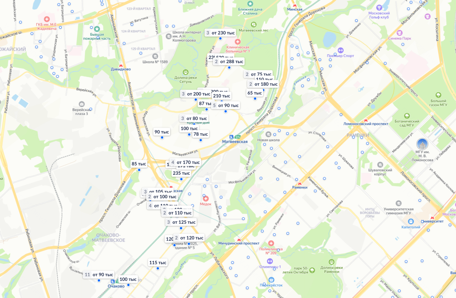 Разброс цен на аренду трешек тоже большой. Источник: «Циан»