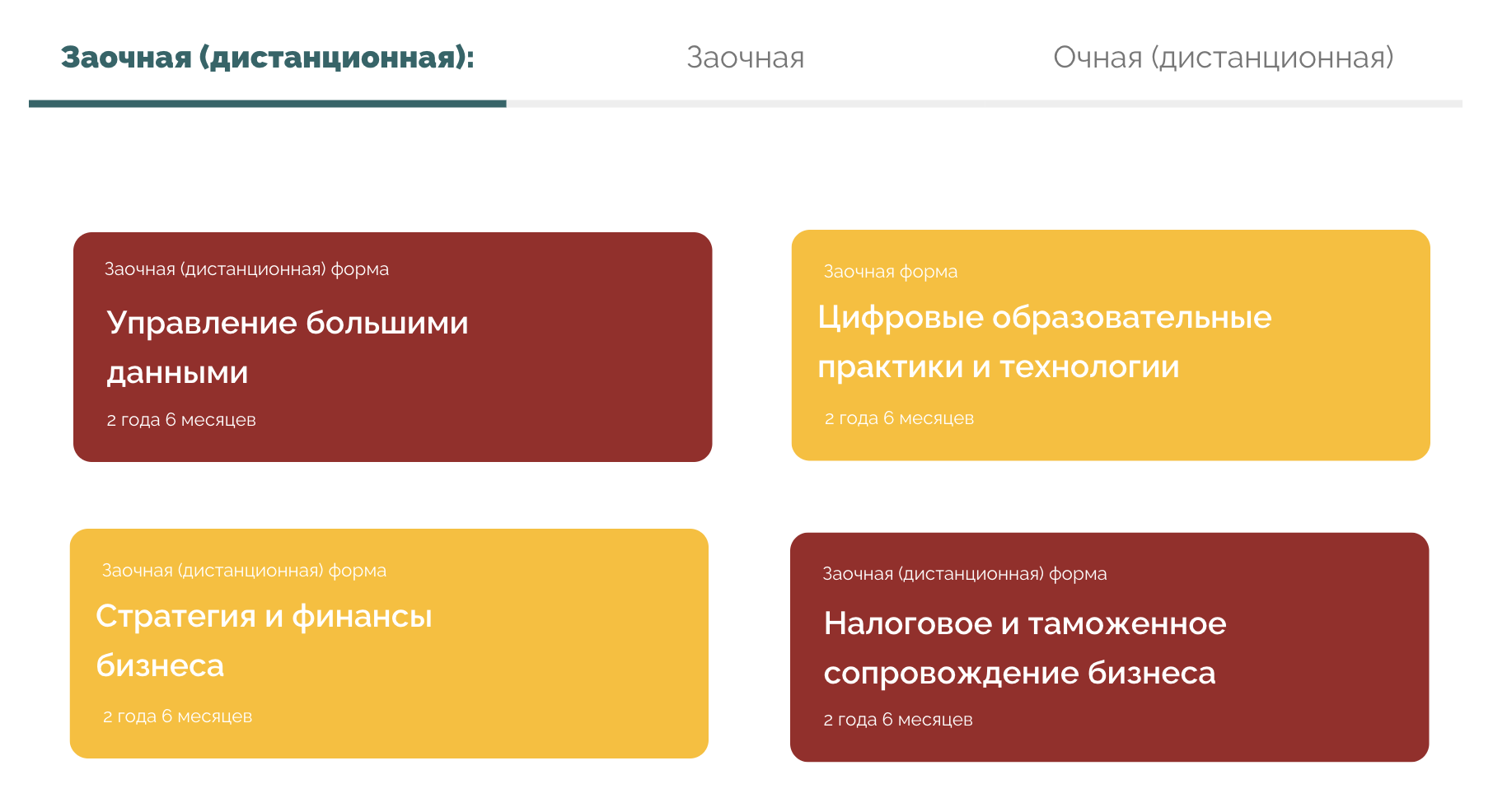 В Финансовом университете есть очные и заочные онлайн-магистратуры, правда, последних намного больше. Источник: dofa.ru