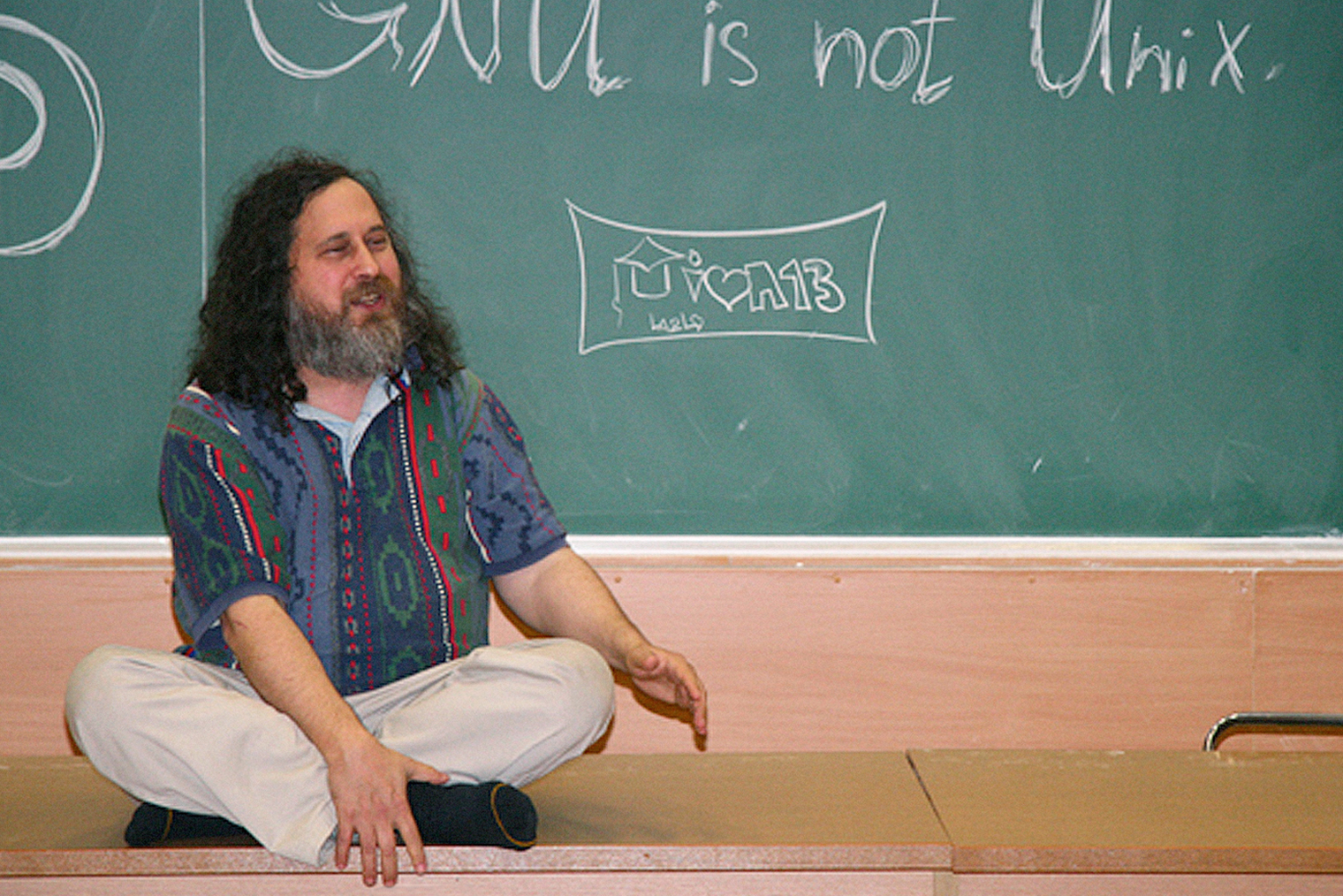 Ричард Столлман выступает перед студентами МГУ в 2008 году. Источник: Wikimedia Commons