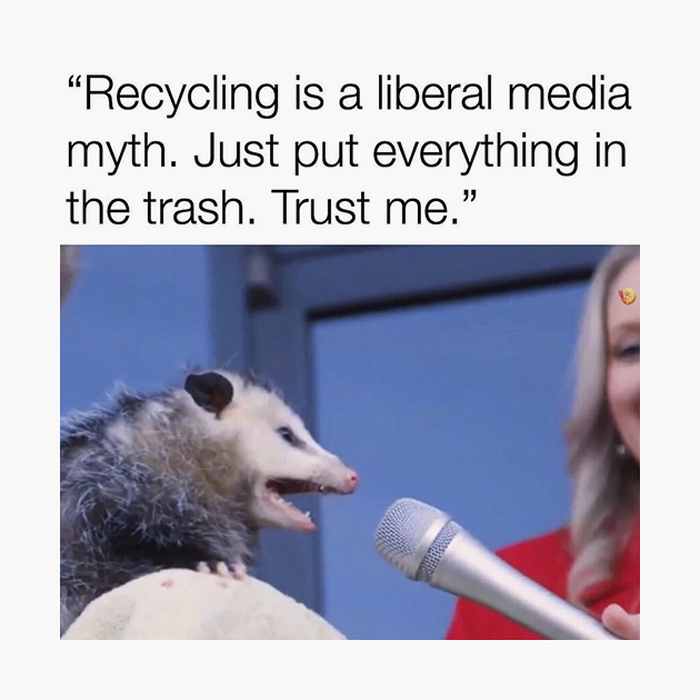 «Переработка мусора — миф, придуманный либеральными медиа. Просто выбрасывайте все в мусорный бак. Доверьтесь мне». Источник: reddit.com