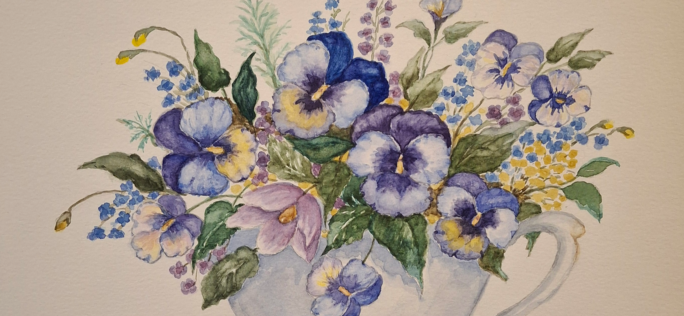 Мой рисунок: любимые анютки акварелью