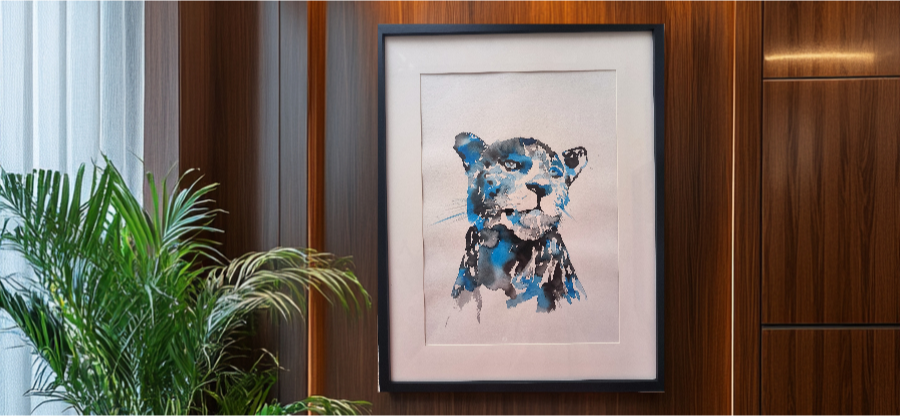 Мой рисунок: снежный барс в акварельной технике