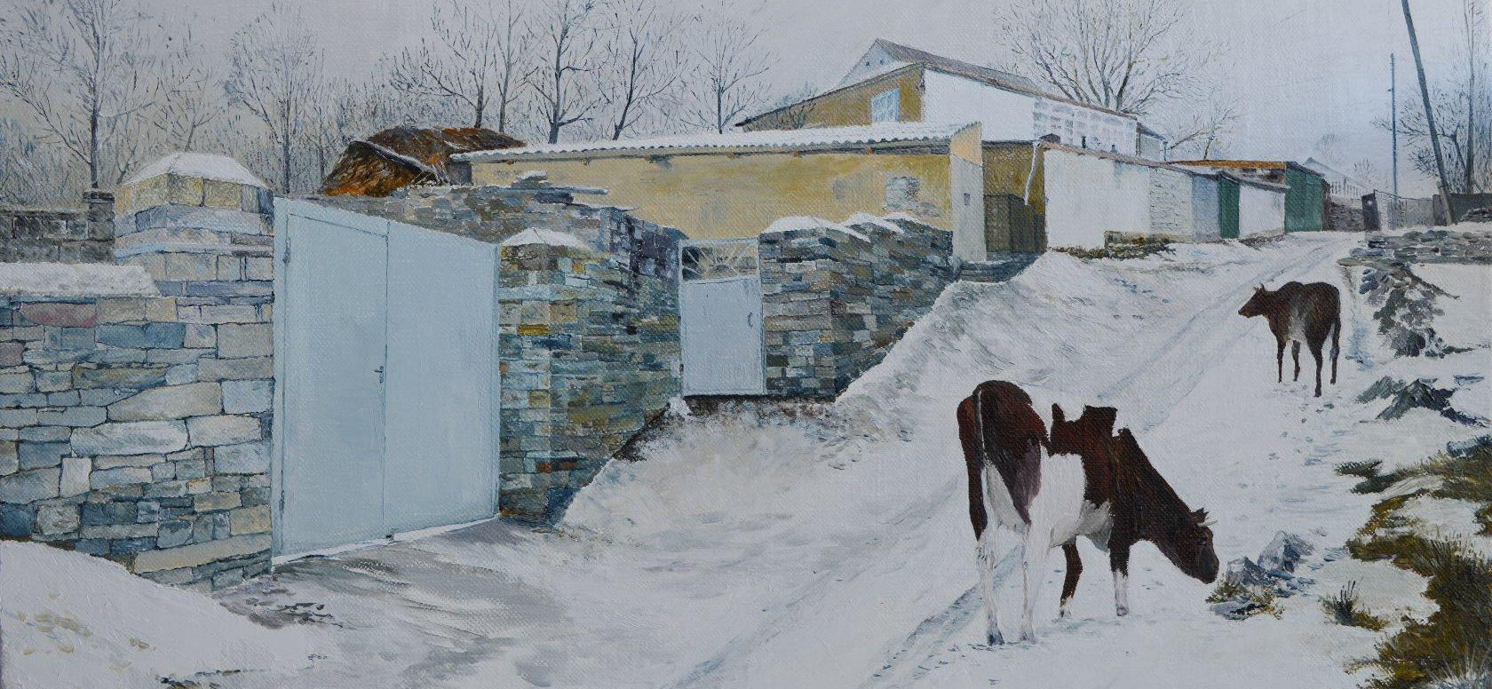 Мой рисунок: картина маслом «Зимнее утро»