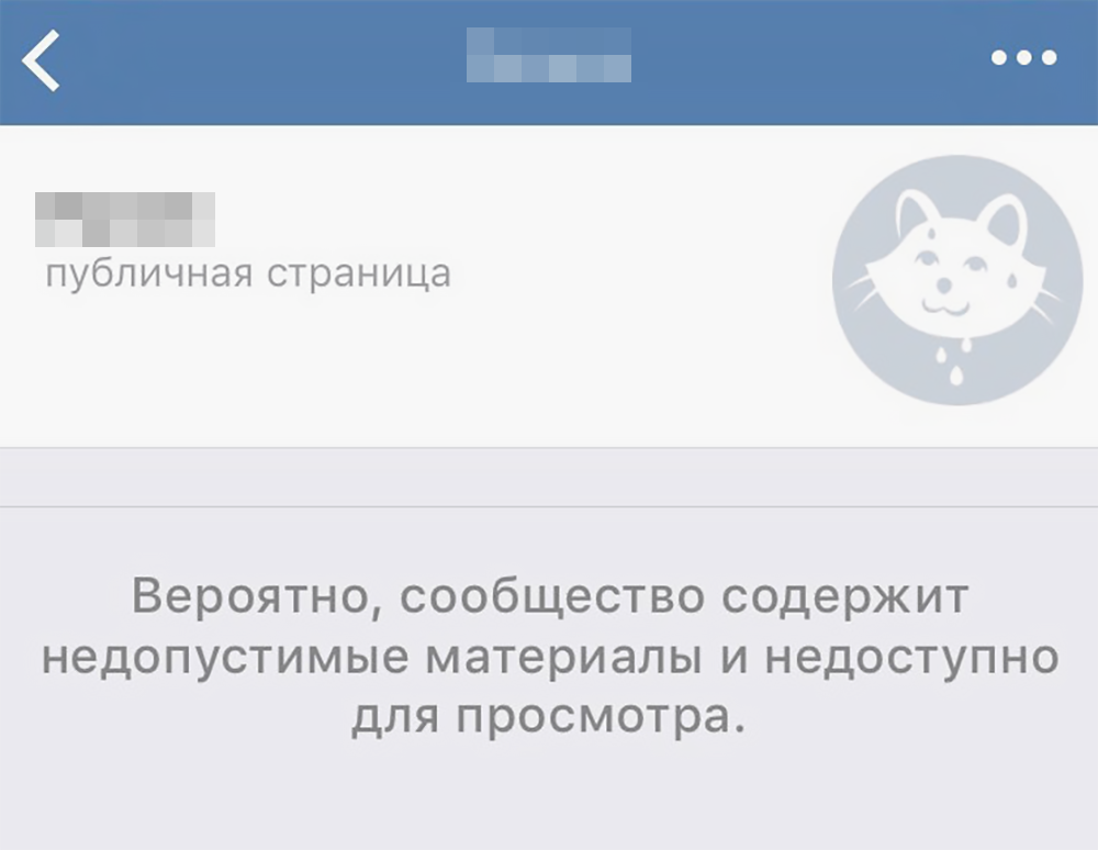 Пример предупреждения «Вконтакте»