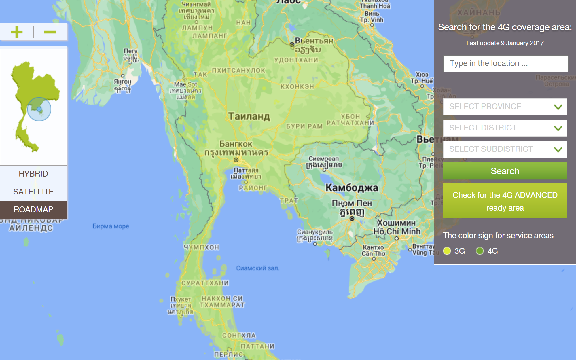 Оператор AIS покрывает почти весь Таиланд