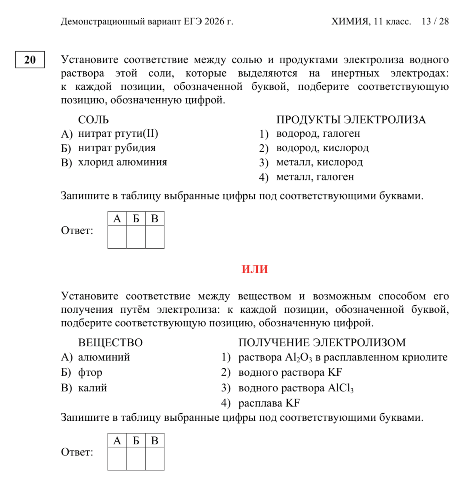 Задание из первой части на соотнесение связанных позиций из разных столбцов. © fipi.ru