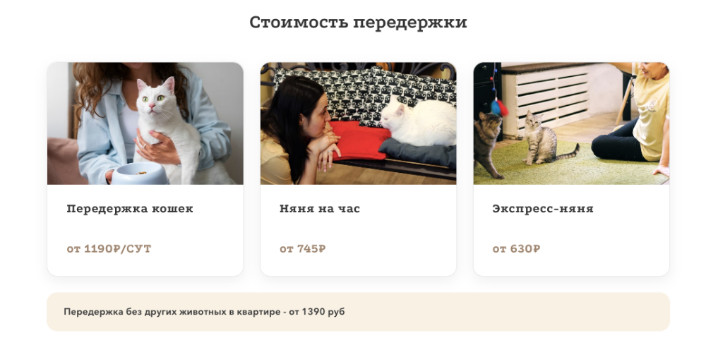 Если котиков несколько, за каждого дополнительного питомца нужно доплатить 200 ₽ в сутки
