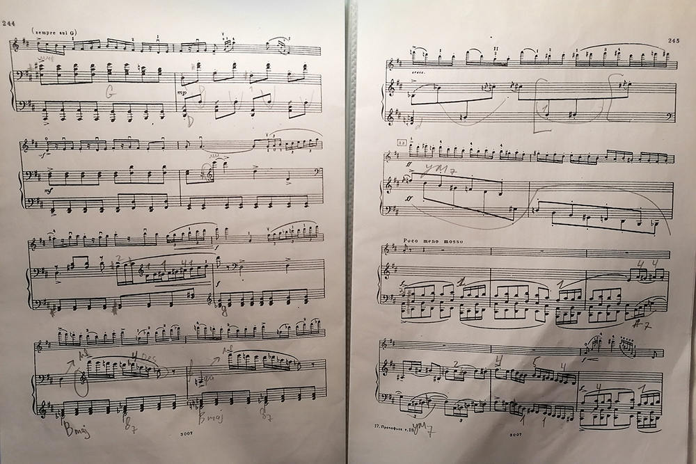 Мои пометки в нотах произведения для фортепиано и флейты