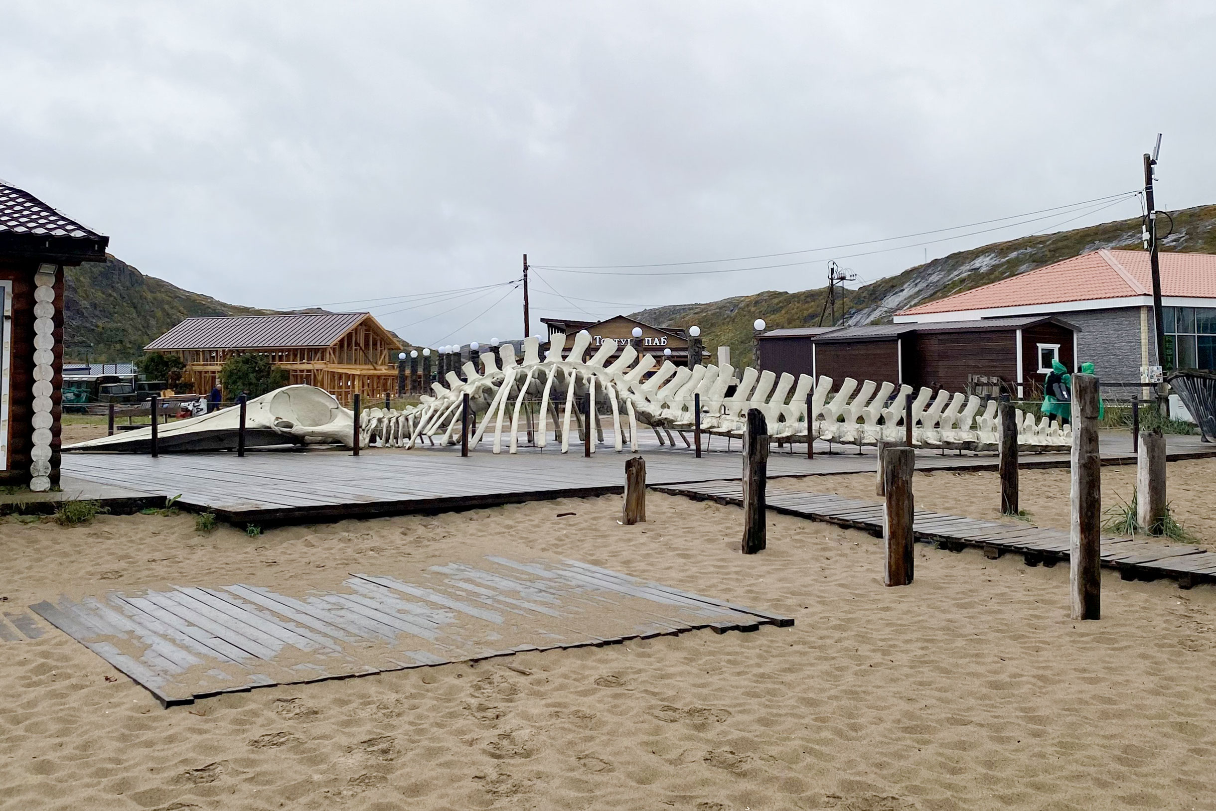 Еще на пляже лежит скелет кита, который изготовили специально для съемок «Левиафана»