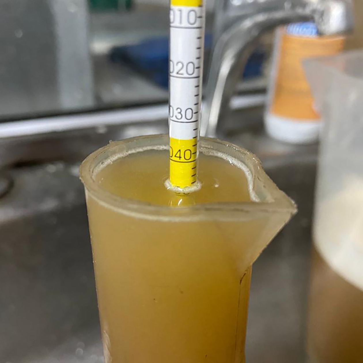 Плотность бродящего пива измеряют ареометром