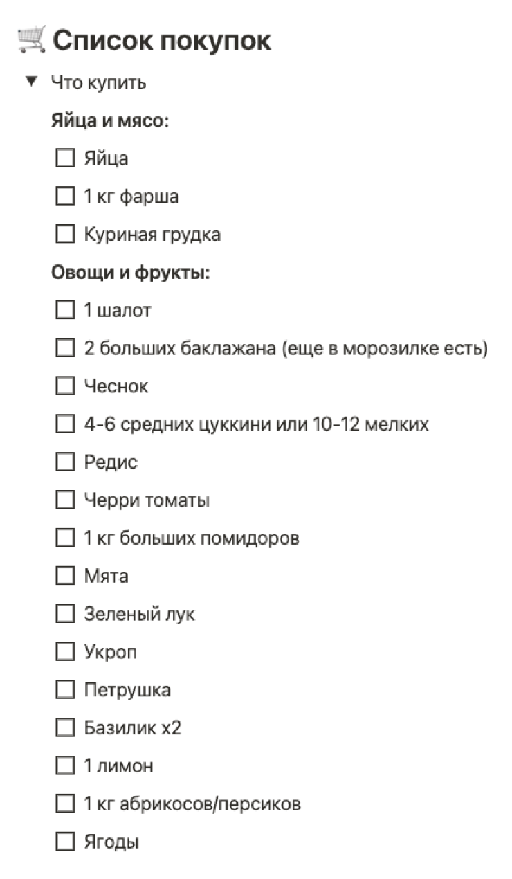 Финальный список продуктов: с ним удобно и ходить по супермаркету, и составлять онлайн-заказ