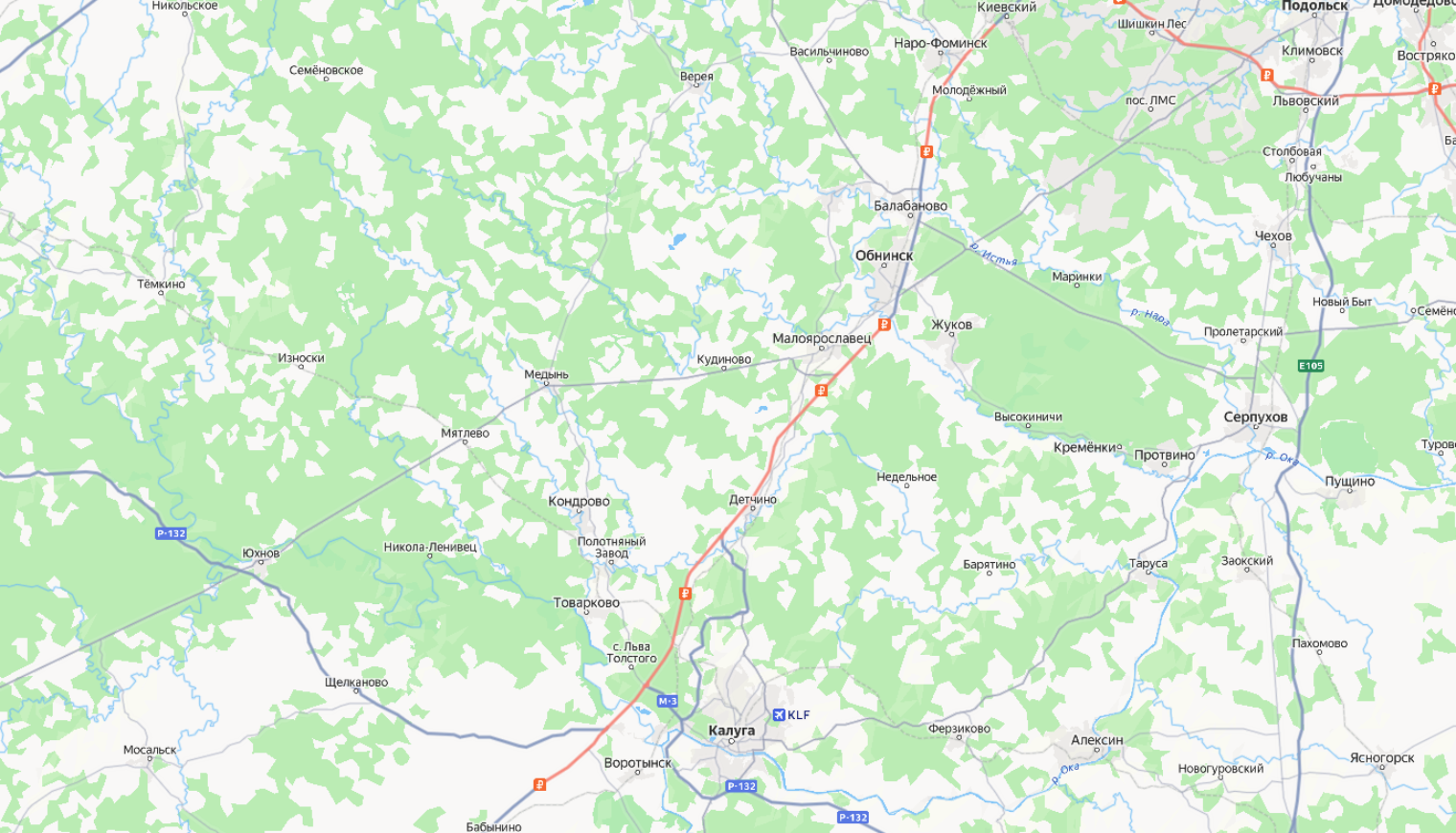 Платные участки М3 проходят в обход Наро-Фоминска и Калуги. Поездка по платным участкам на скорости 110 км/ч занимает 60 минут