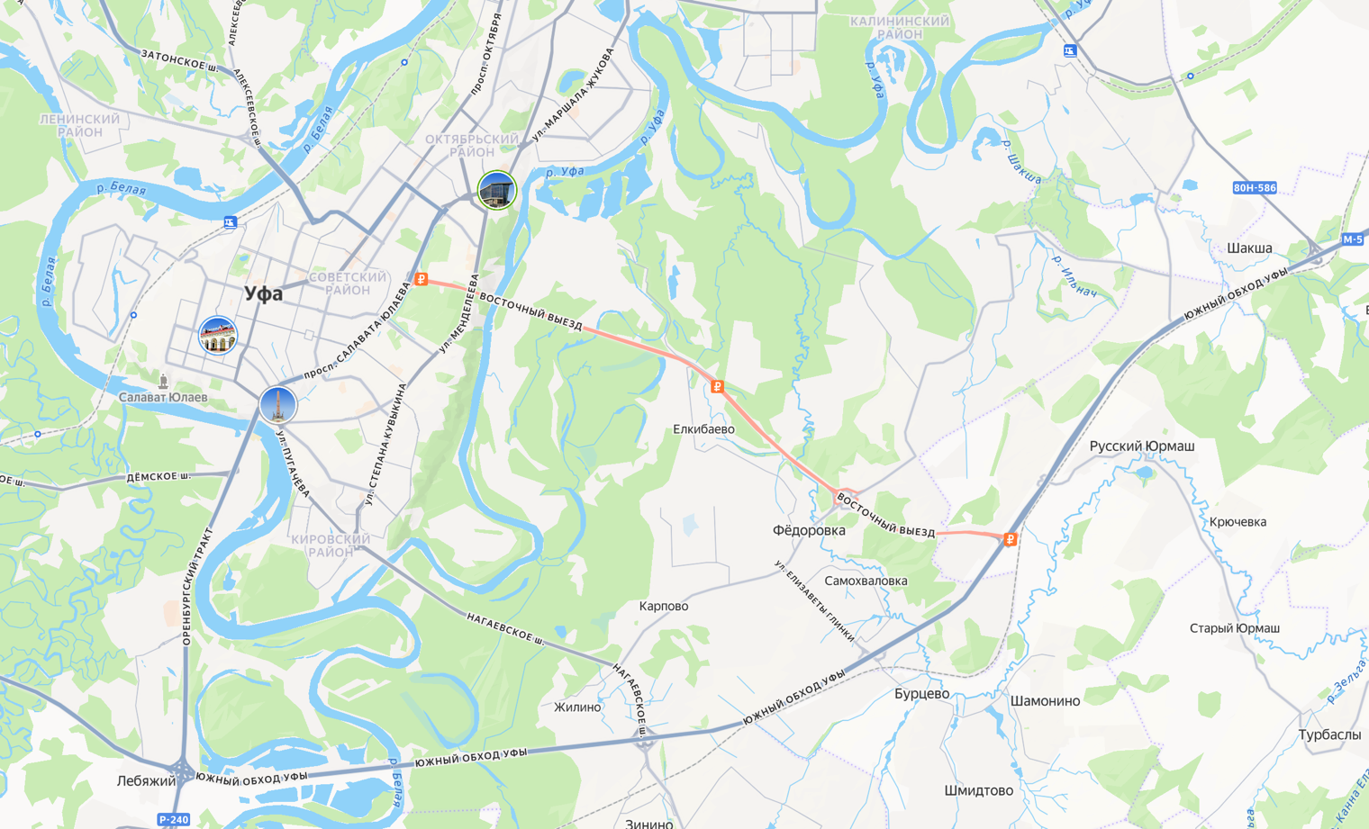 Если начать маршрут из центра города, можно сэкономить 15 минут, путь будет короче на 13 км