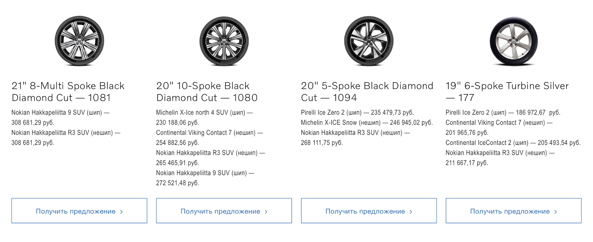 Комплект не самых дорогих оригинальных зимних колес для Вольво XC90 — примерно 200 000 ₽