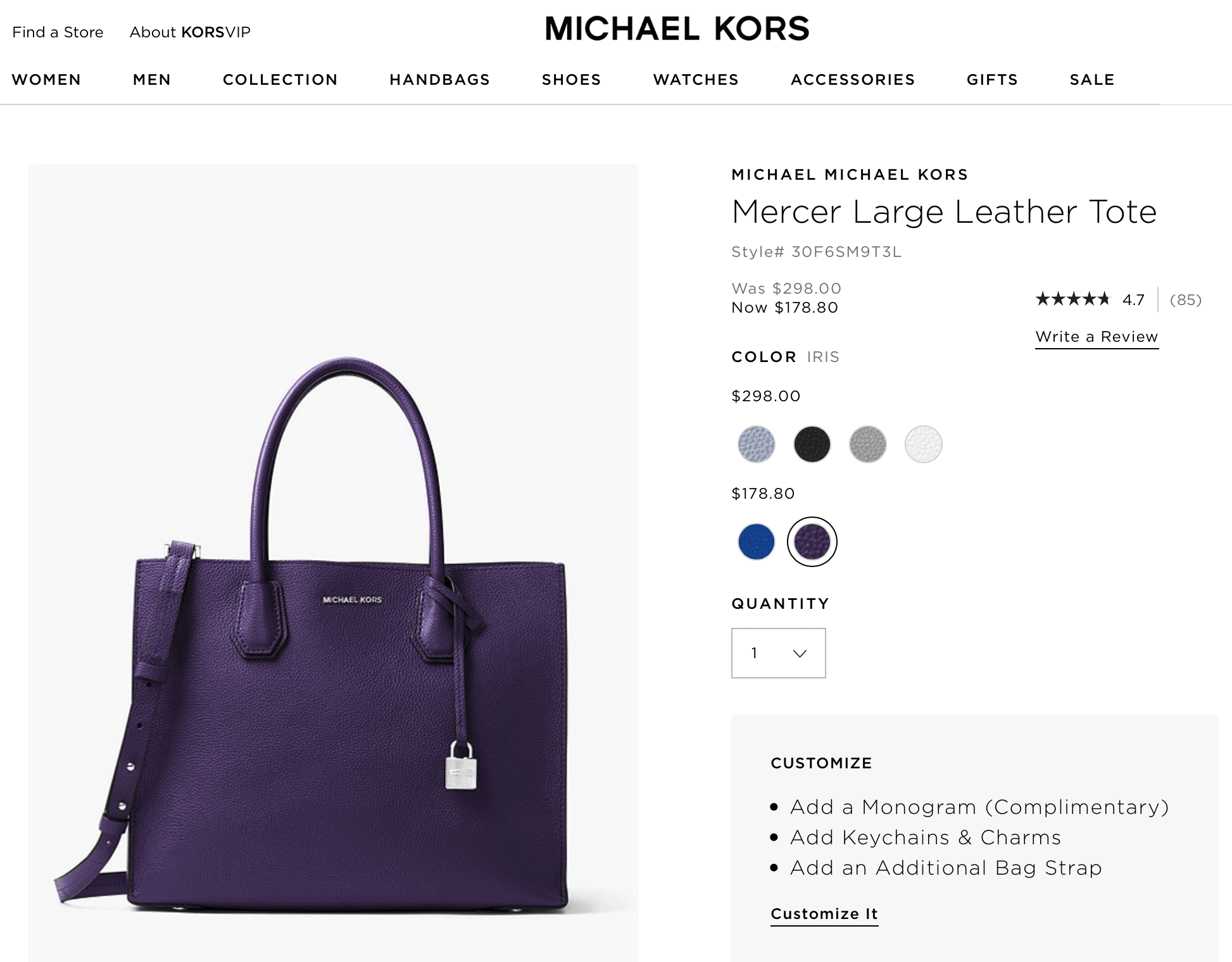 Та же сумка в официальном магазине «Майкл Корс» еще дешевле
