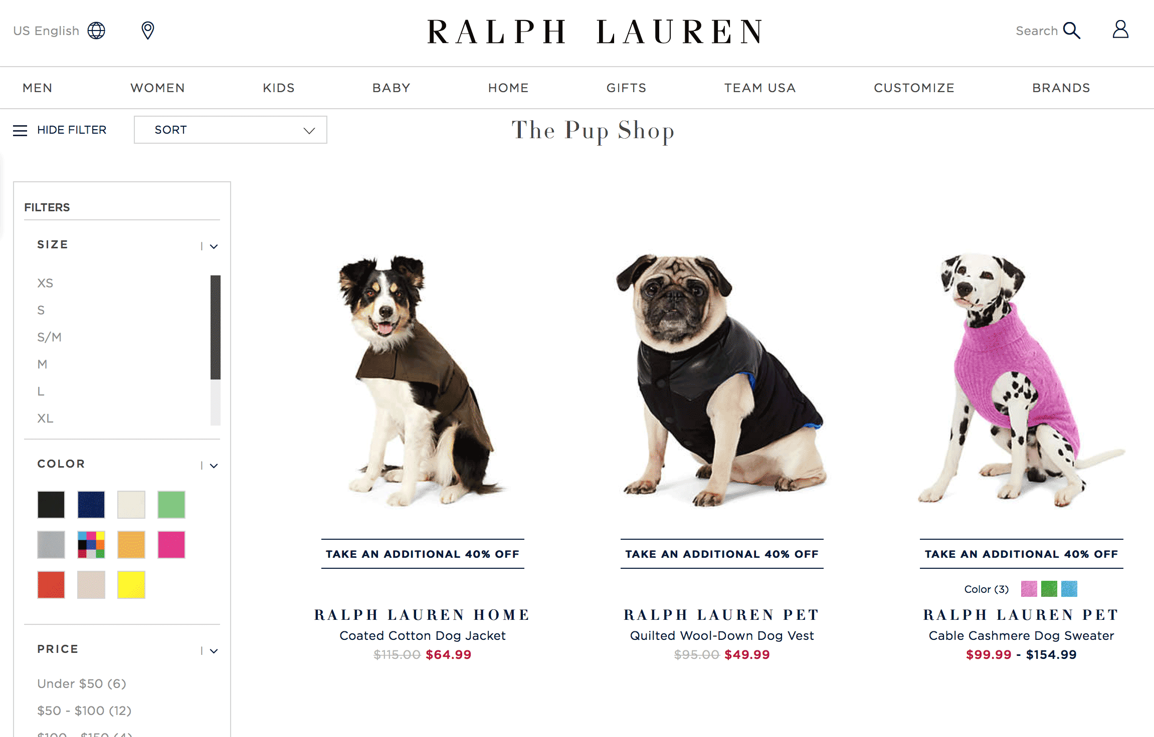 В «Ральф Лорен» есть кашемировые свитеры для собак