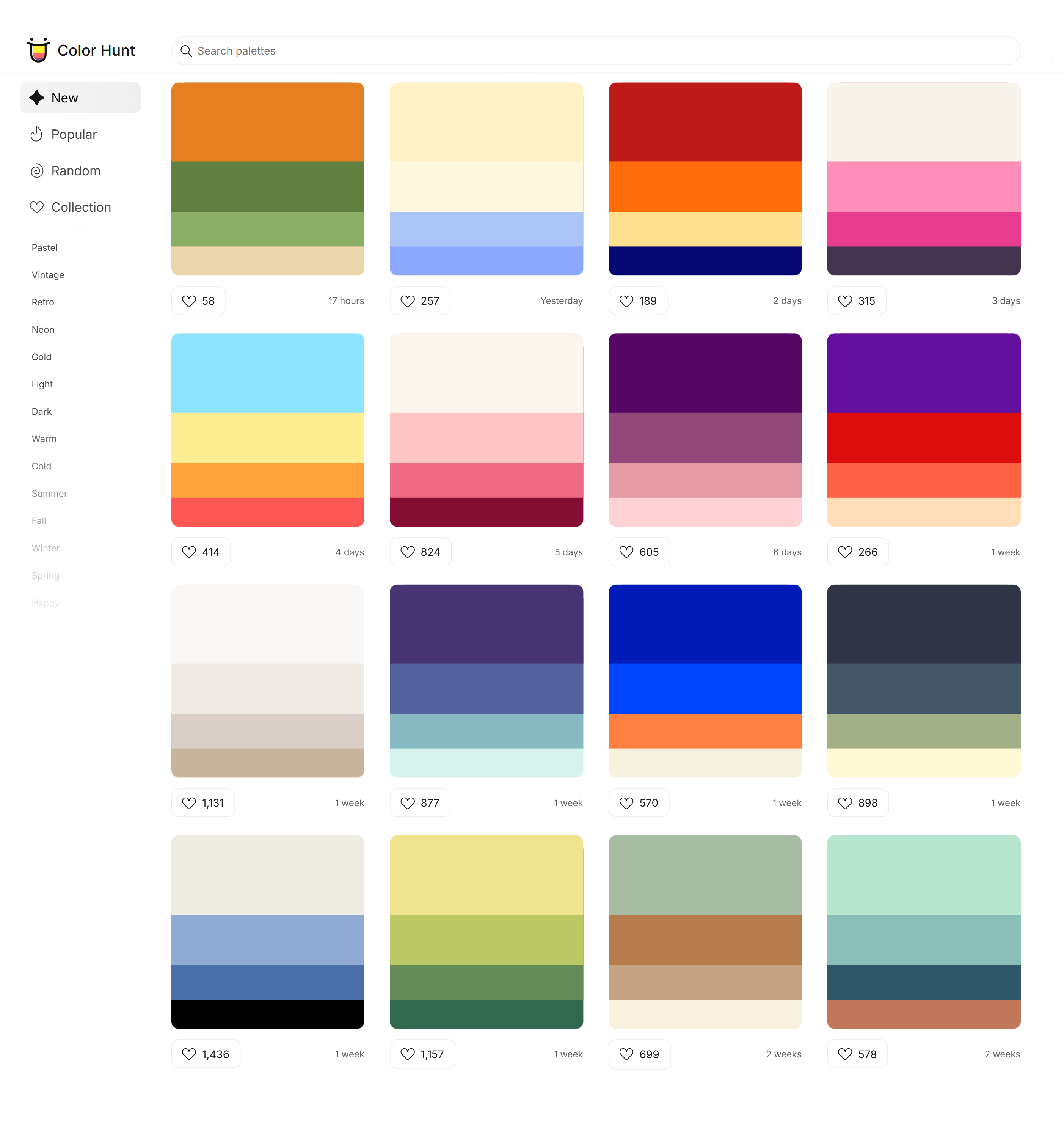 Примеры палитры. Источник: colorhunt.co