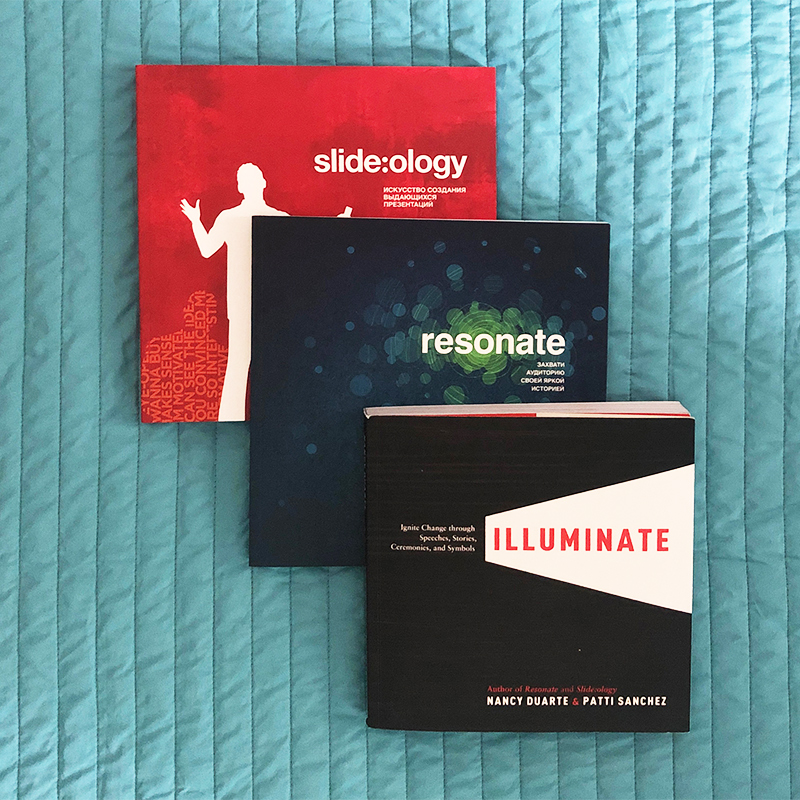 У Нэнси есть три книги: Slide:ology, Resonate и Illuminate