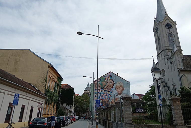 Яркие улочки Нови⁠-⁠Сада со множеством муралов и растительностью на стенах