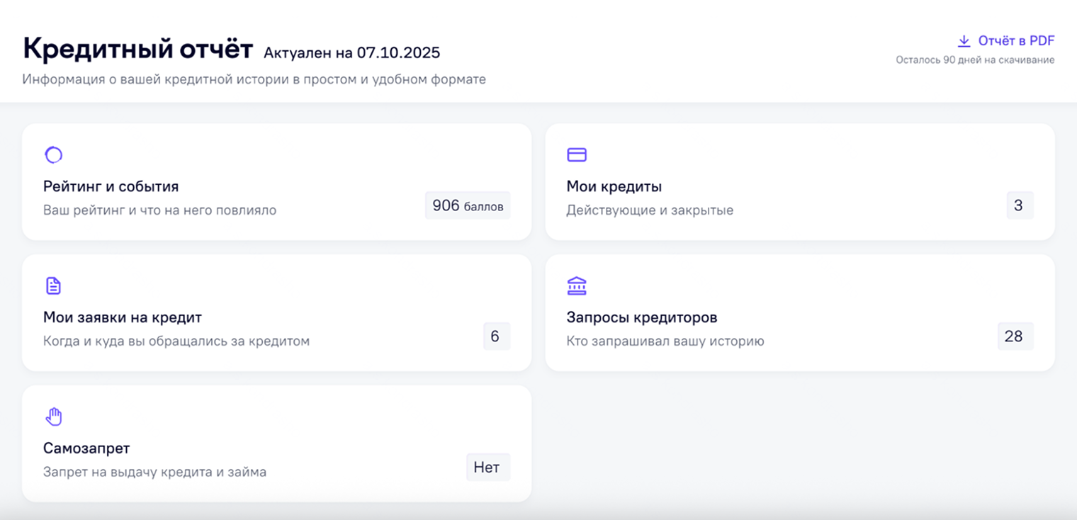 В открывшемся окне нажмите «Отчет в PDF»