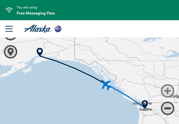 Карта полета. Крупные перевозчики, в том числе локальные Alaska Airlines, предоставляют безлимитный доступ к мессенджерам