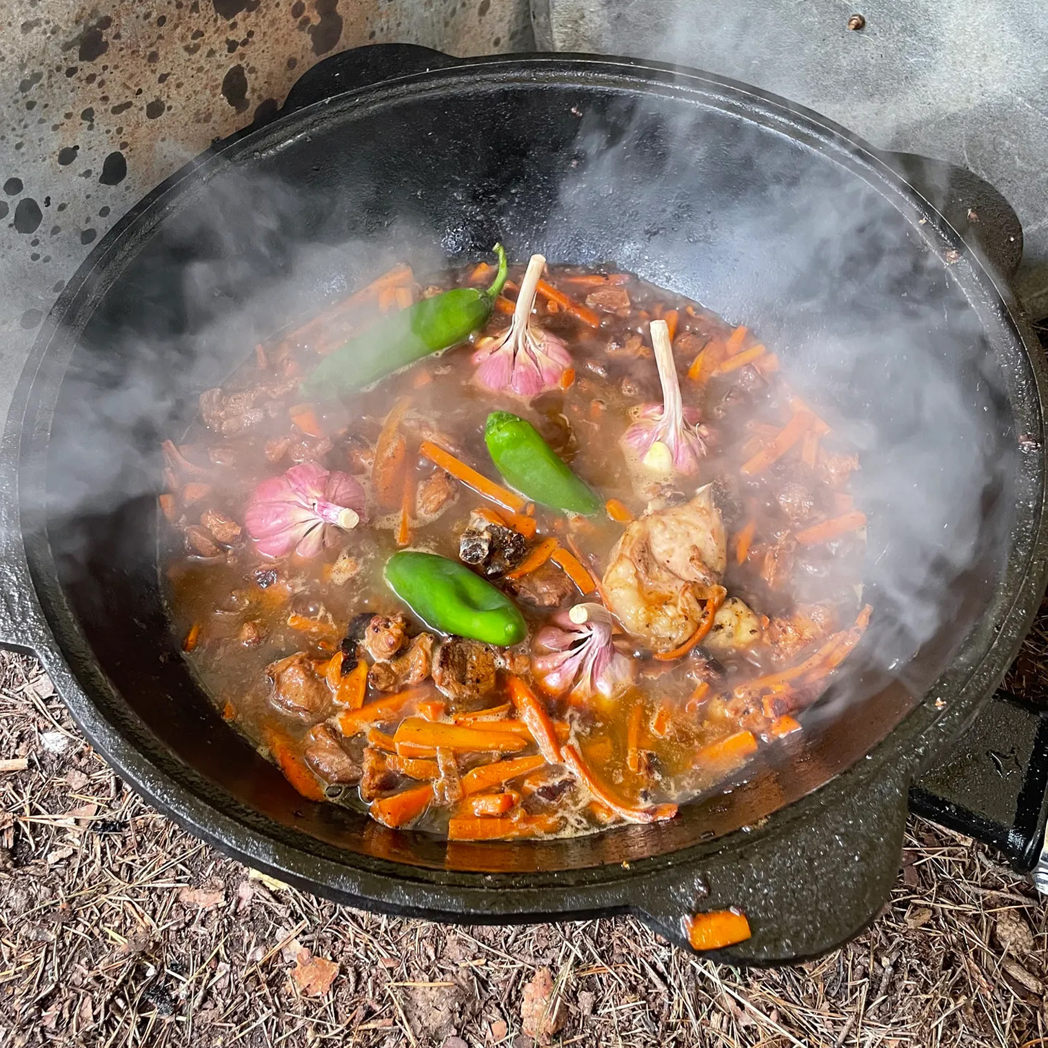 Мясо с картошкой! Копченка в казане, по рецепту старинного друга Сталика Ханкишиева! Очень вкусно!