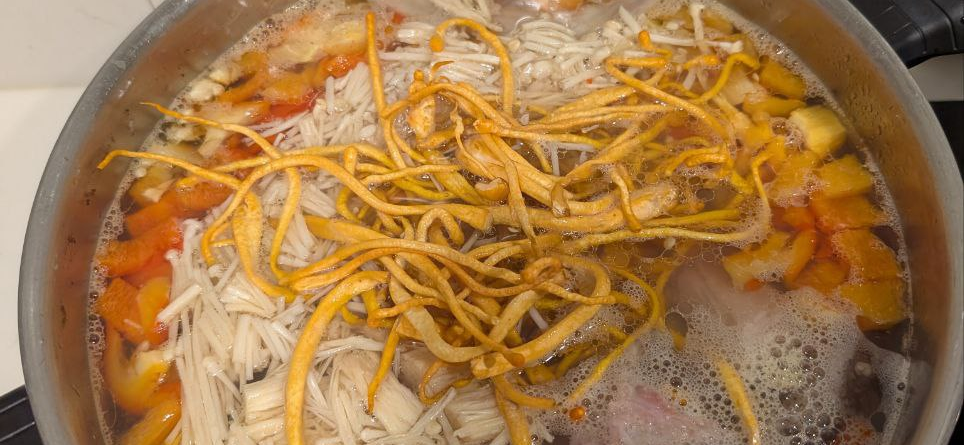 Мой рецепт: утиный суп с кордицепсом и эноки