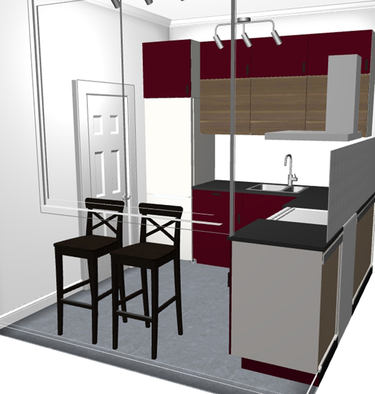 Самая первая визуализация схемы и цветов кухни в планировщике «Икеи». Сентябрь 2021 года