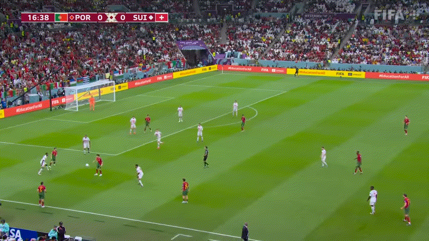 Первый гол Гонсалу Рамуша в ворота сборной Швейцарии. Источник: видео с ютуб⁠-⁠канала ФИФА