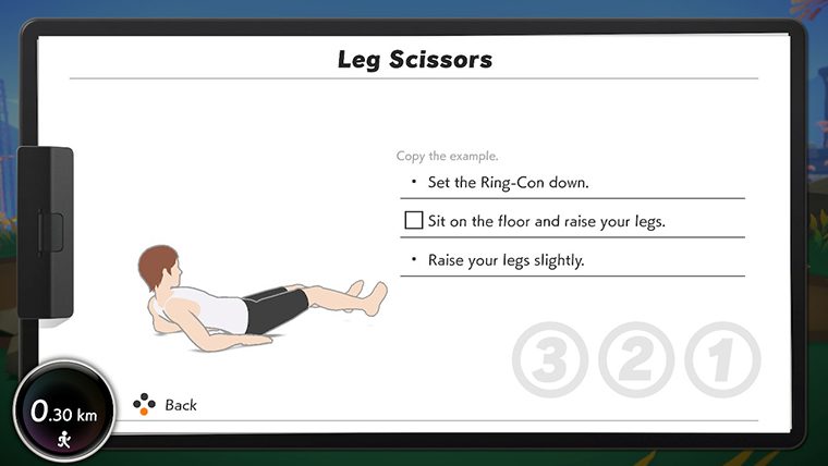 На экране показывают, как выполнять упражнение и какую позу принимать. Источник: Nintendo