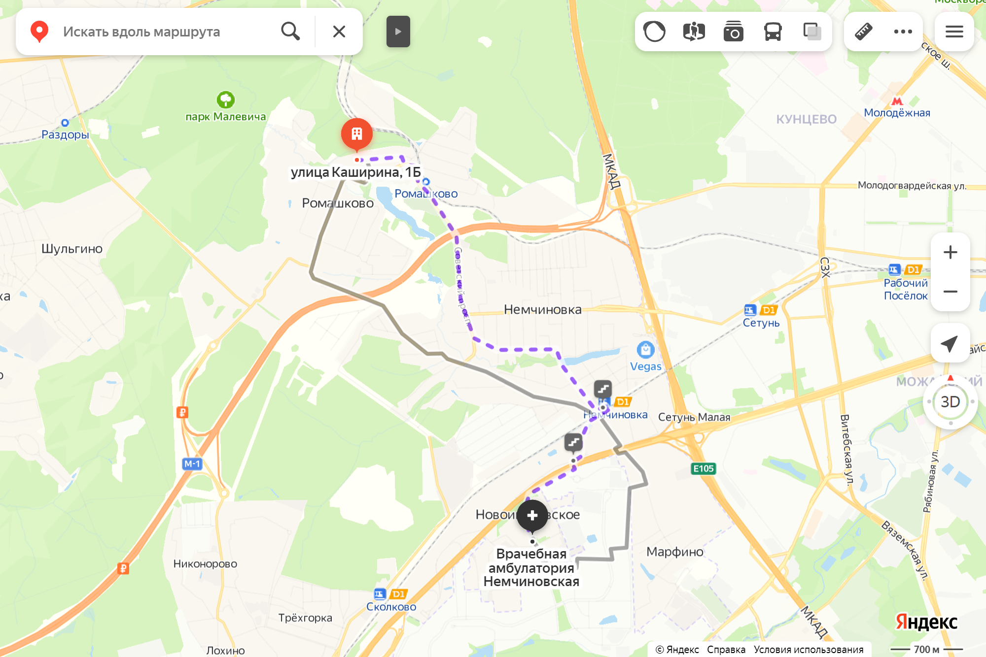 Ближайшая поликлиника сейчас в Новоивановском — это час с небольшим на маршрутках или электричках с пересадками. Источник: yandex.ru